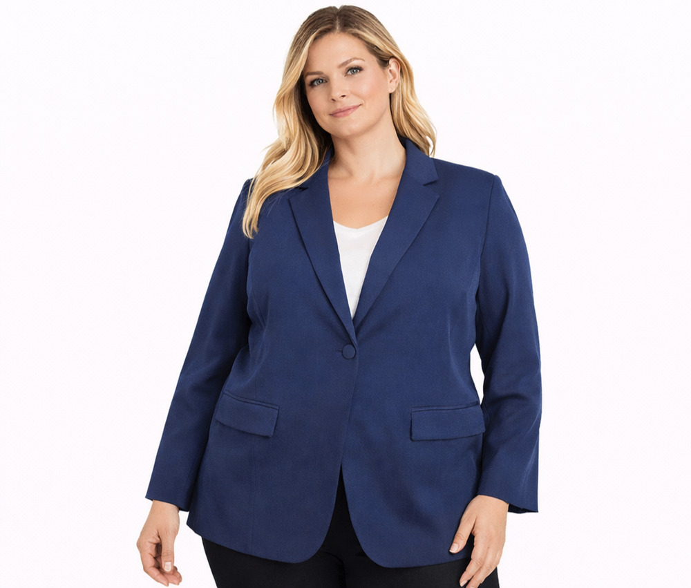 Roaman's Women’s Blue Stretch Button Front Blazer Jacket Size 16W NWOT